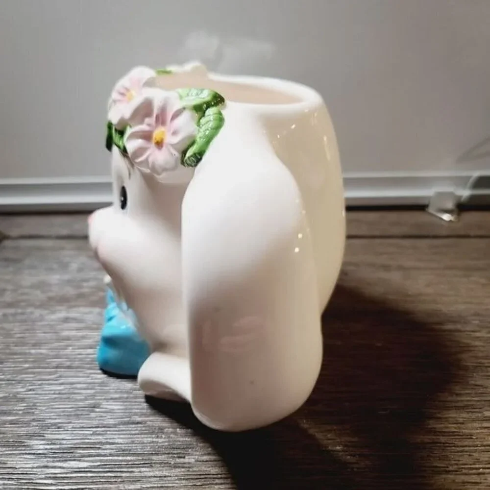Vintage Anthropomorphic Ceramic White Bunny Easter Spring Mug